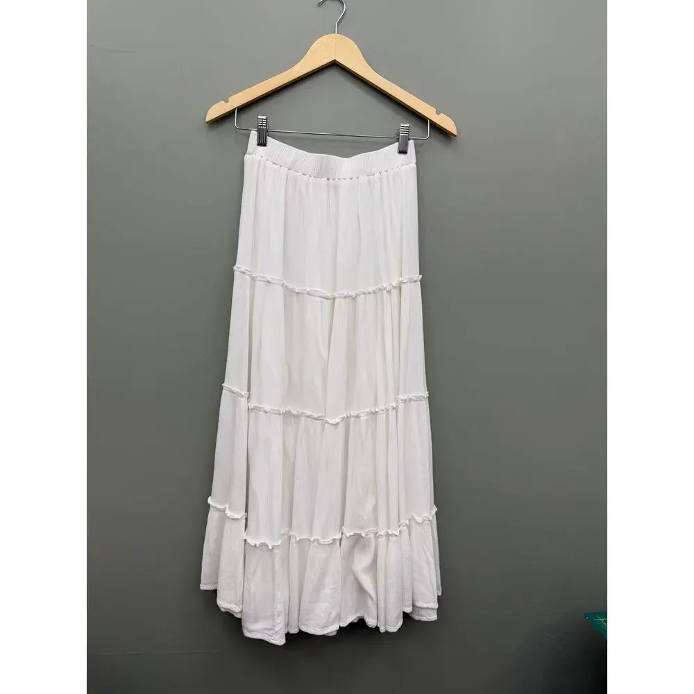Princess Polly White Tiered Maxi Skirt Boho Cottagecore Size 6 - Picture 3 of 8